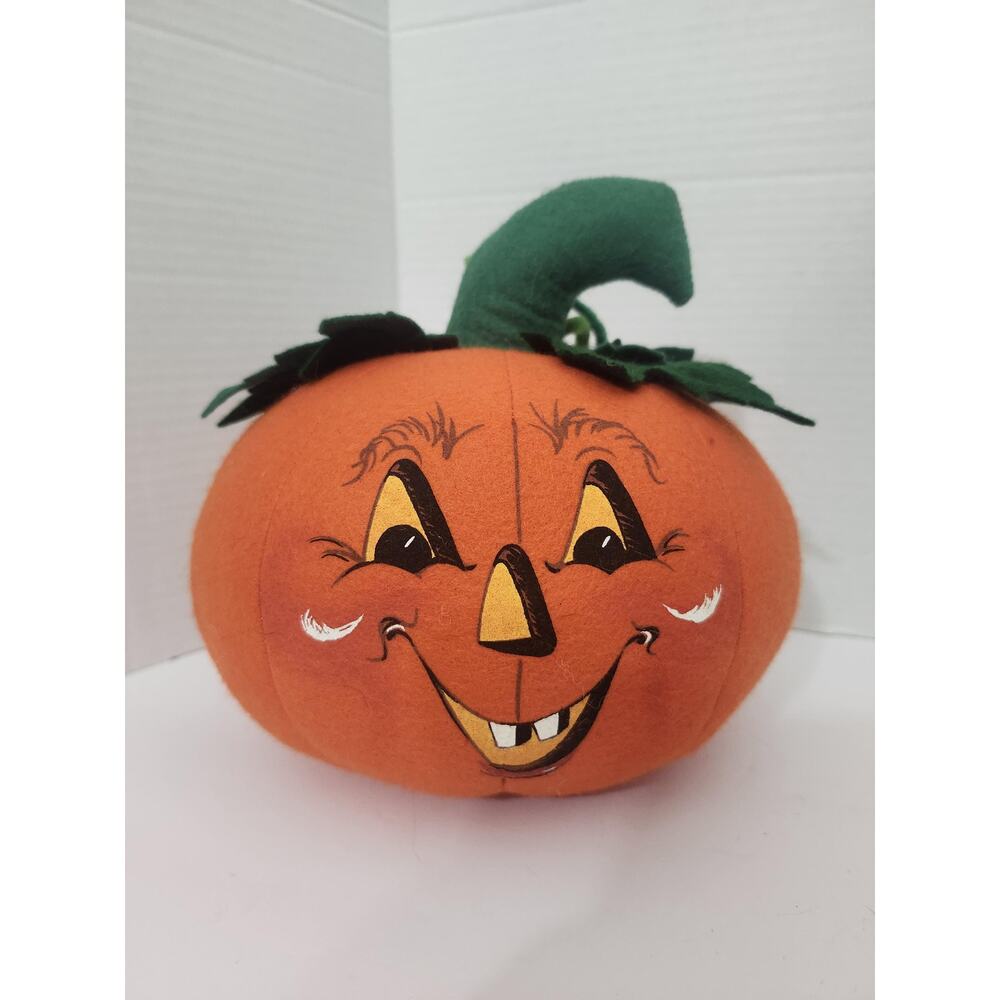 Vintage 2003 Annalee Halloween Pumpkin Doll Plush Jack O Lantern Decor